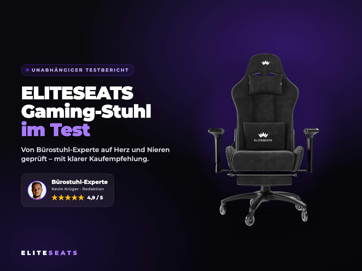 ELITESEATS Gaming-Stuhl Testbericht von Bürostuhl-Experte, 4,9 von 5 Sternen